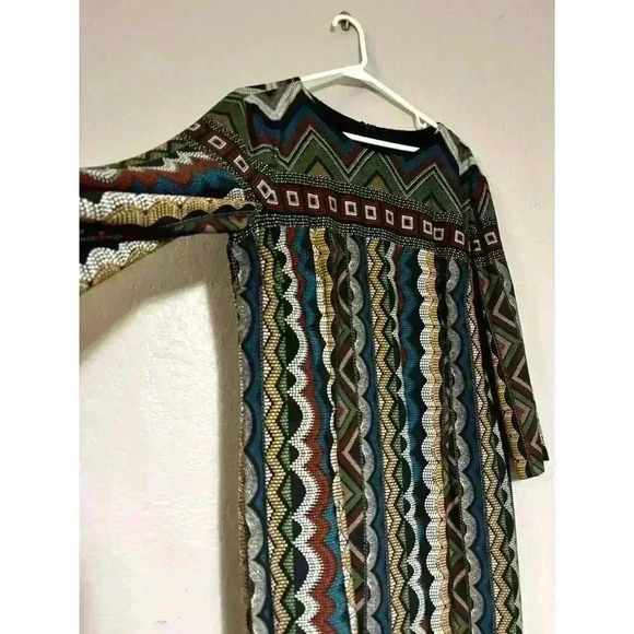 Liz Claiborne Geometric Print Midi Dress Multicolor Plus Size 18 Half Sleeve EUC - Picture 4 of 10